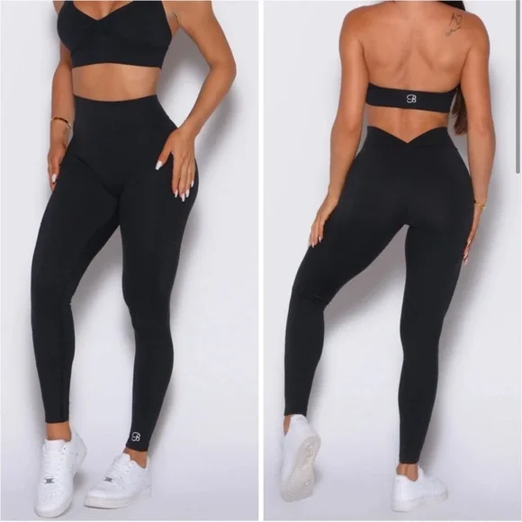 EUC Black Bombshell Figure Scrunch Leggings Size XS Made in USA - Picture 1 of 11